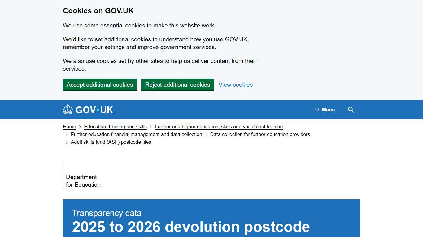 2025 to 2026 devolution postcode dataset guidance - GOV.UK