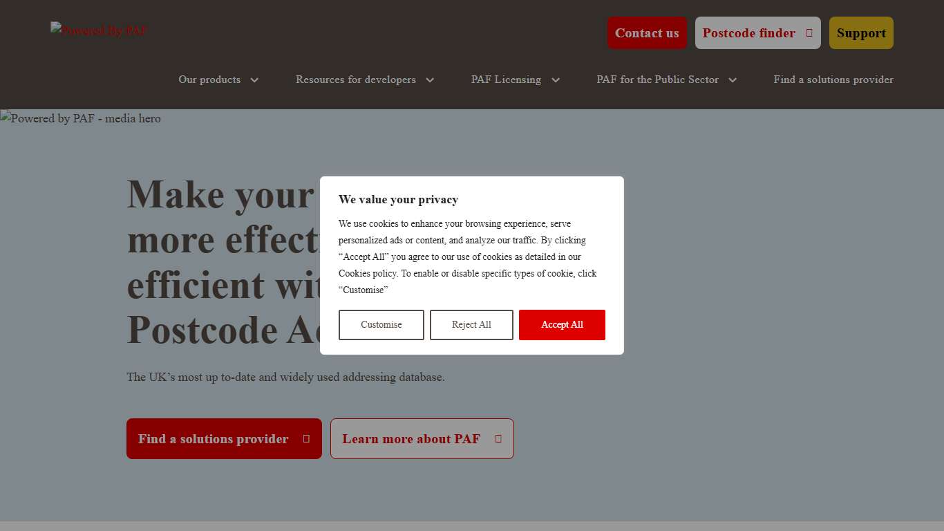 PAF - UK's most accurate and up-to-date addressing database. - Powered By PAF